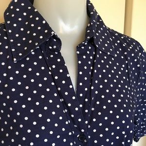 Navy blue polka dot button up